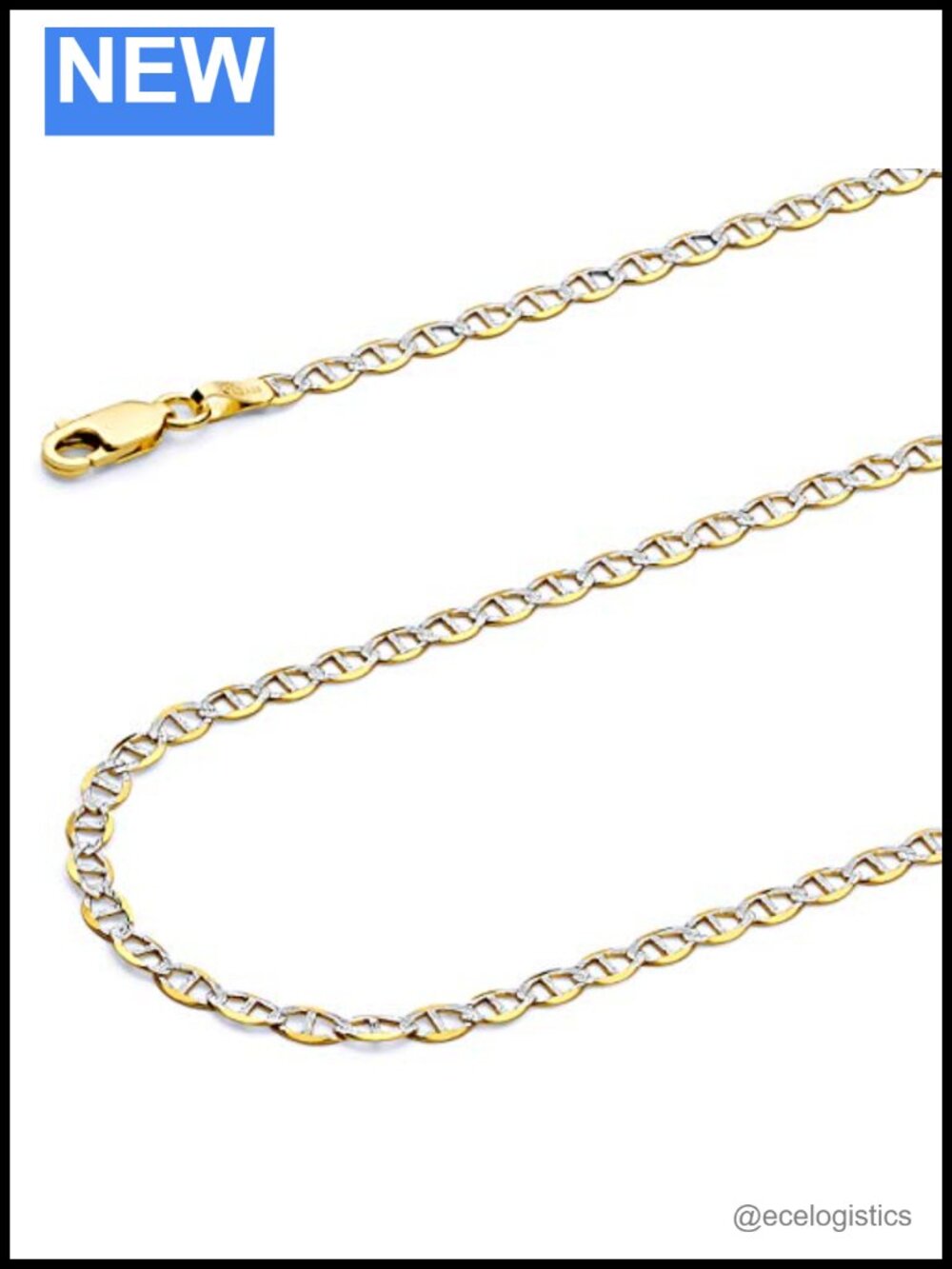 14k Yellow Gold Mariner Chain Necklace Lobster Claw Clasp Fine Jewelry